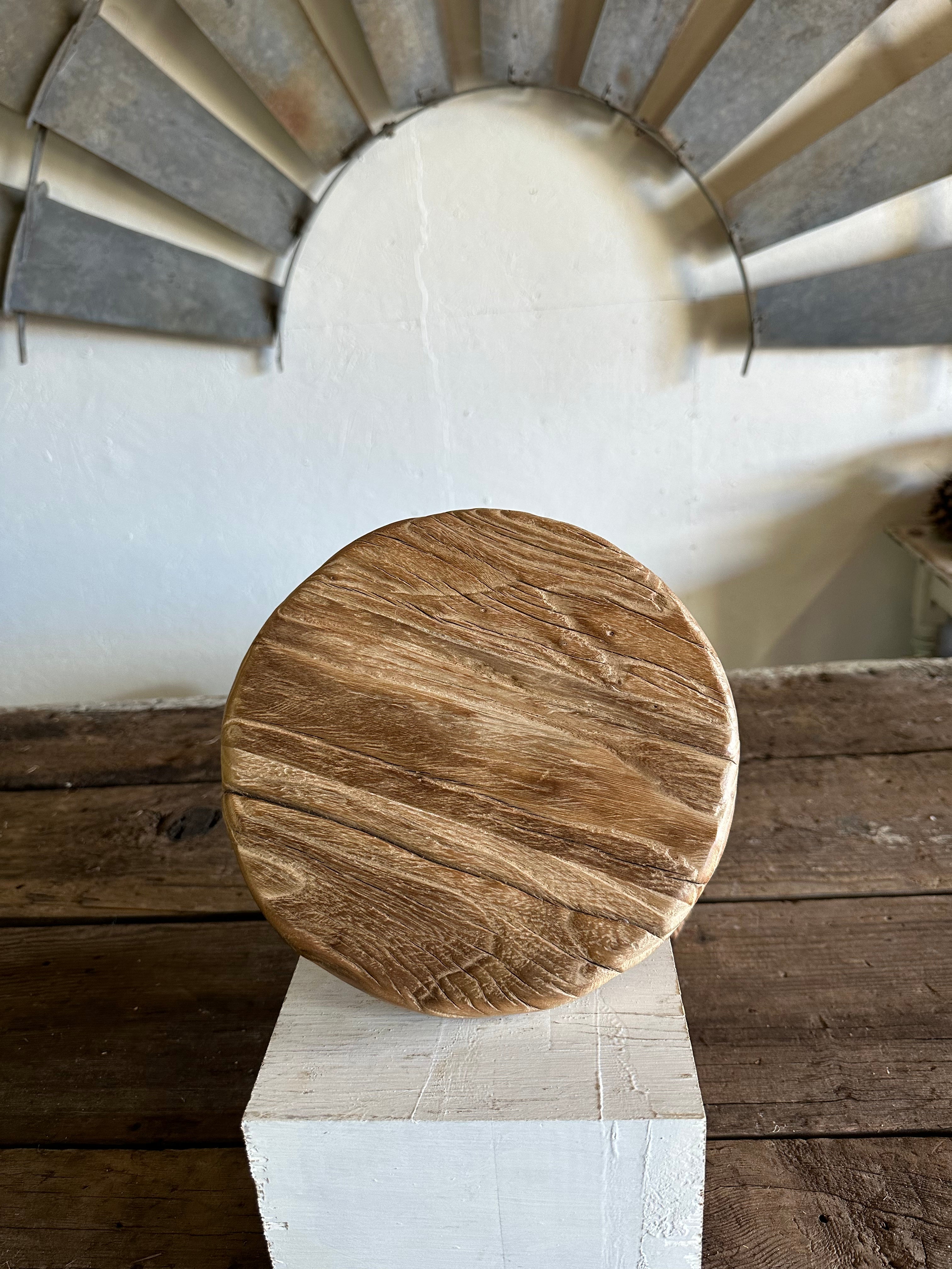 Stool - Mini Elm Wood (Round Top)