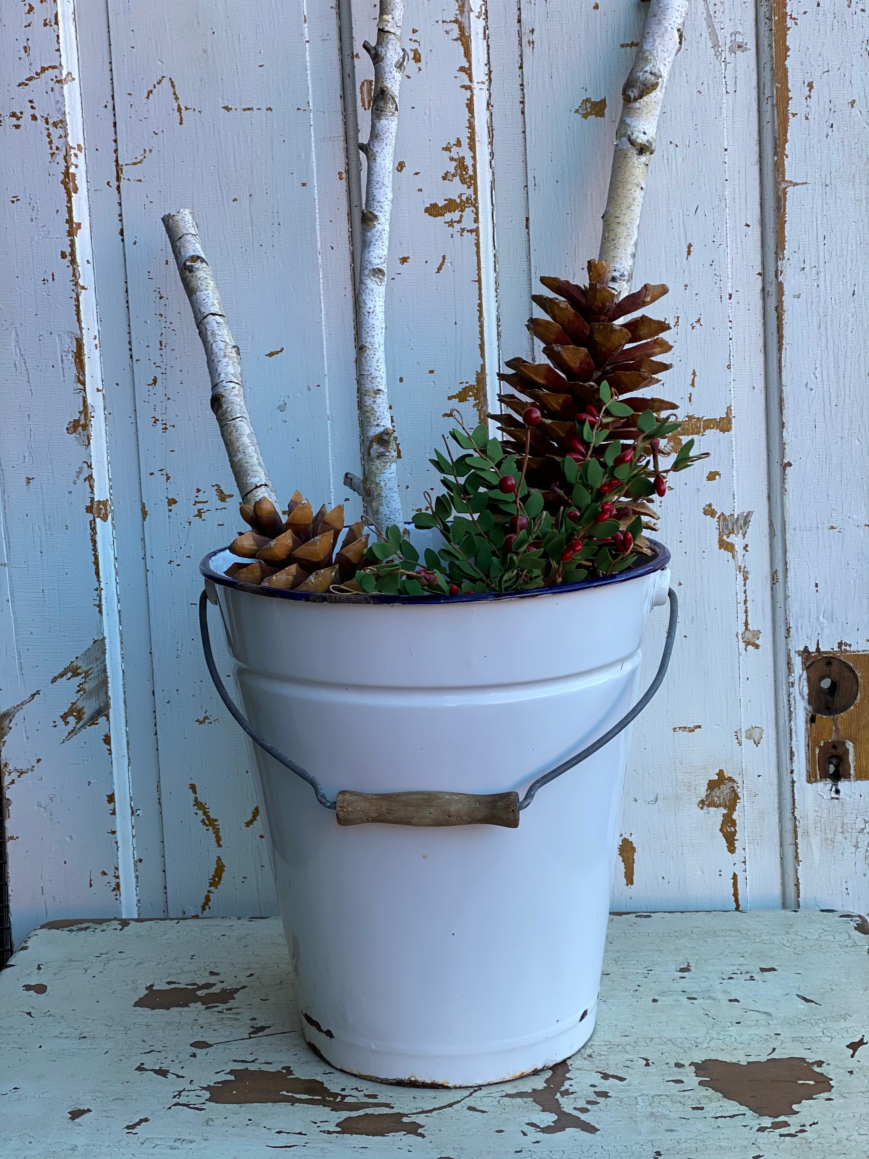 Enamel Bucket - White - Large