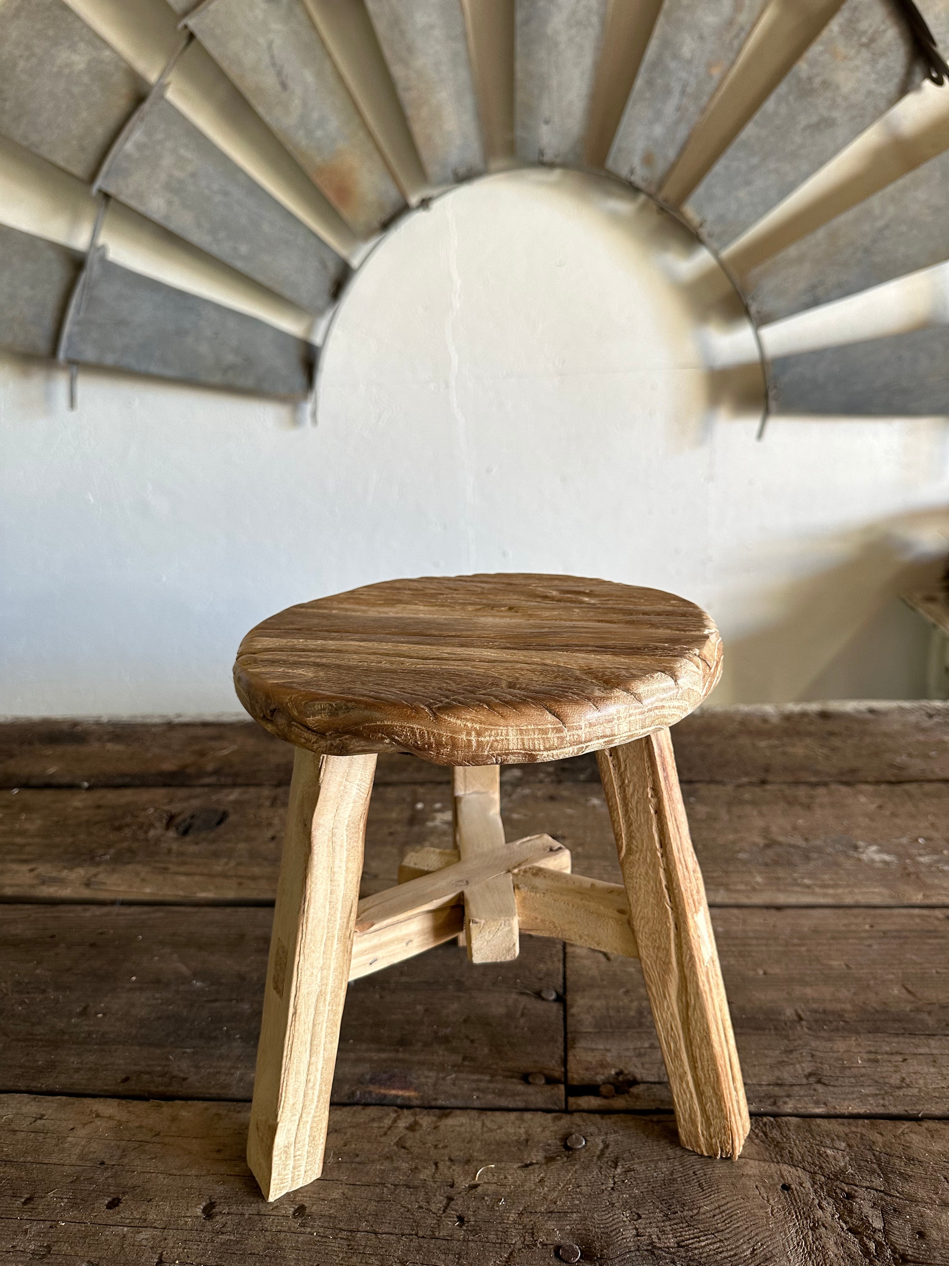 Stool - Mini Elm Wood (Round Top)