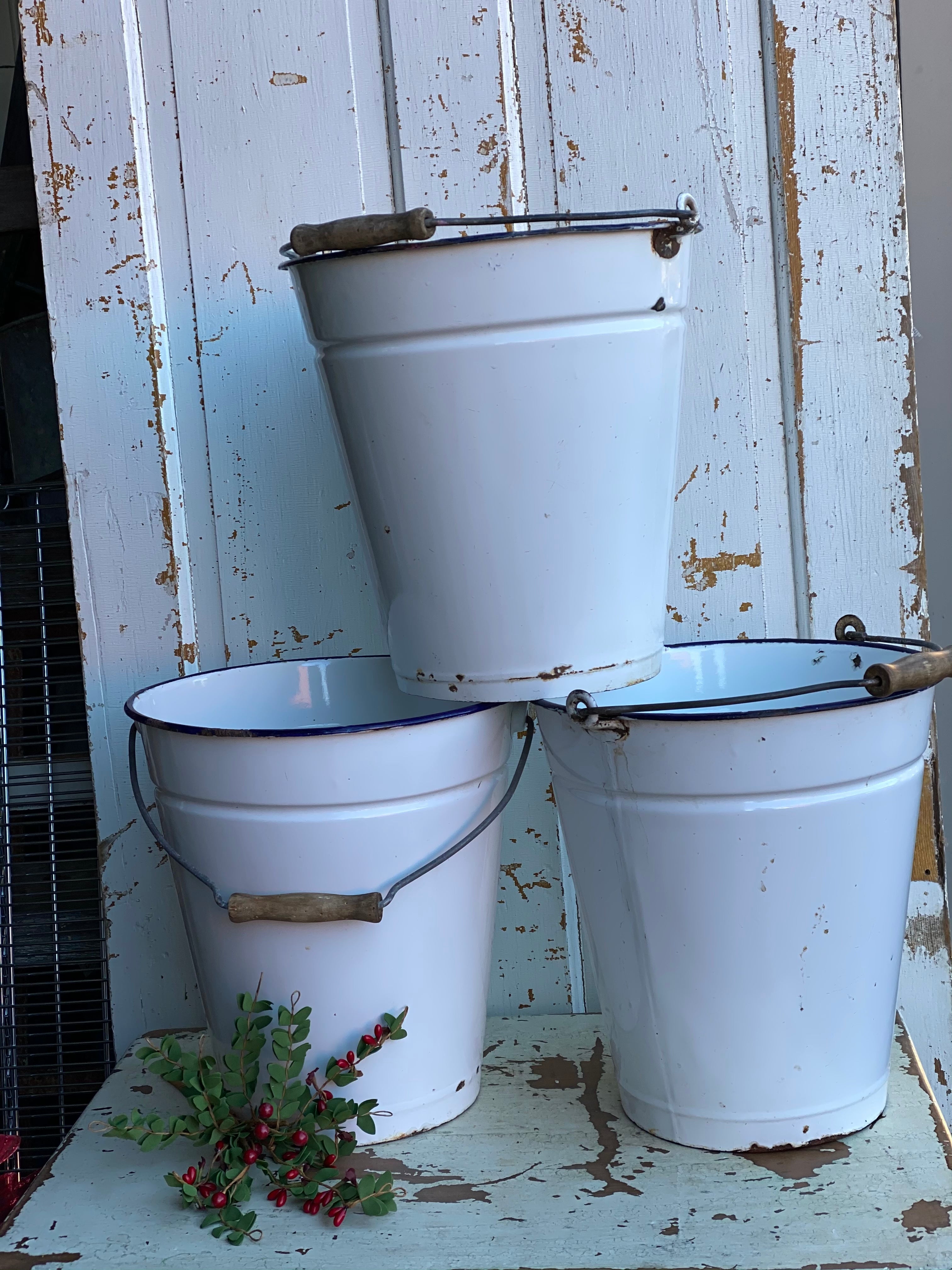 Enamel Bucket - White - Large
