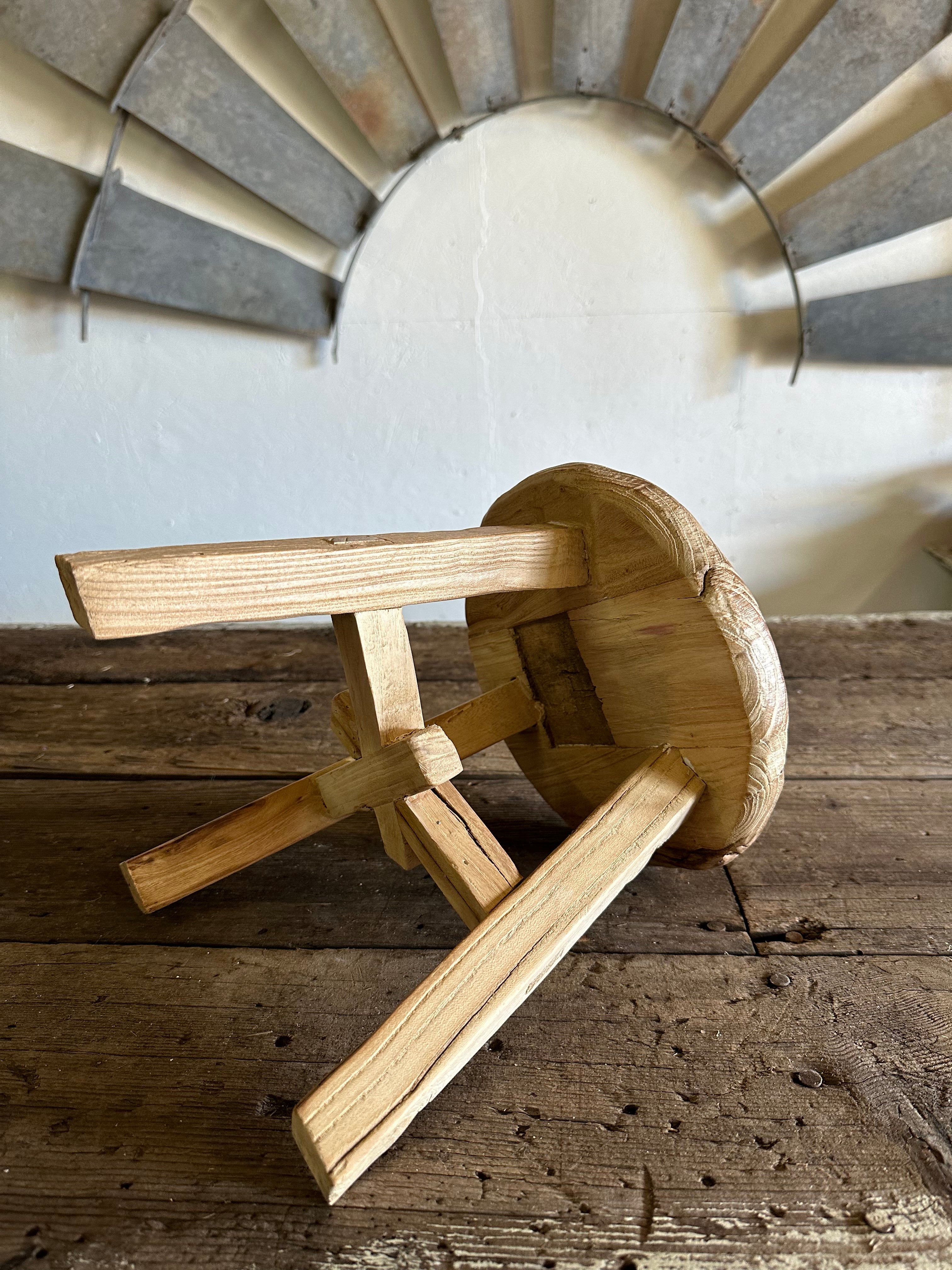 Stool - Mini Elm Wood (Round Top)