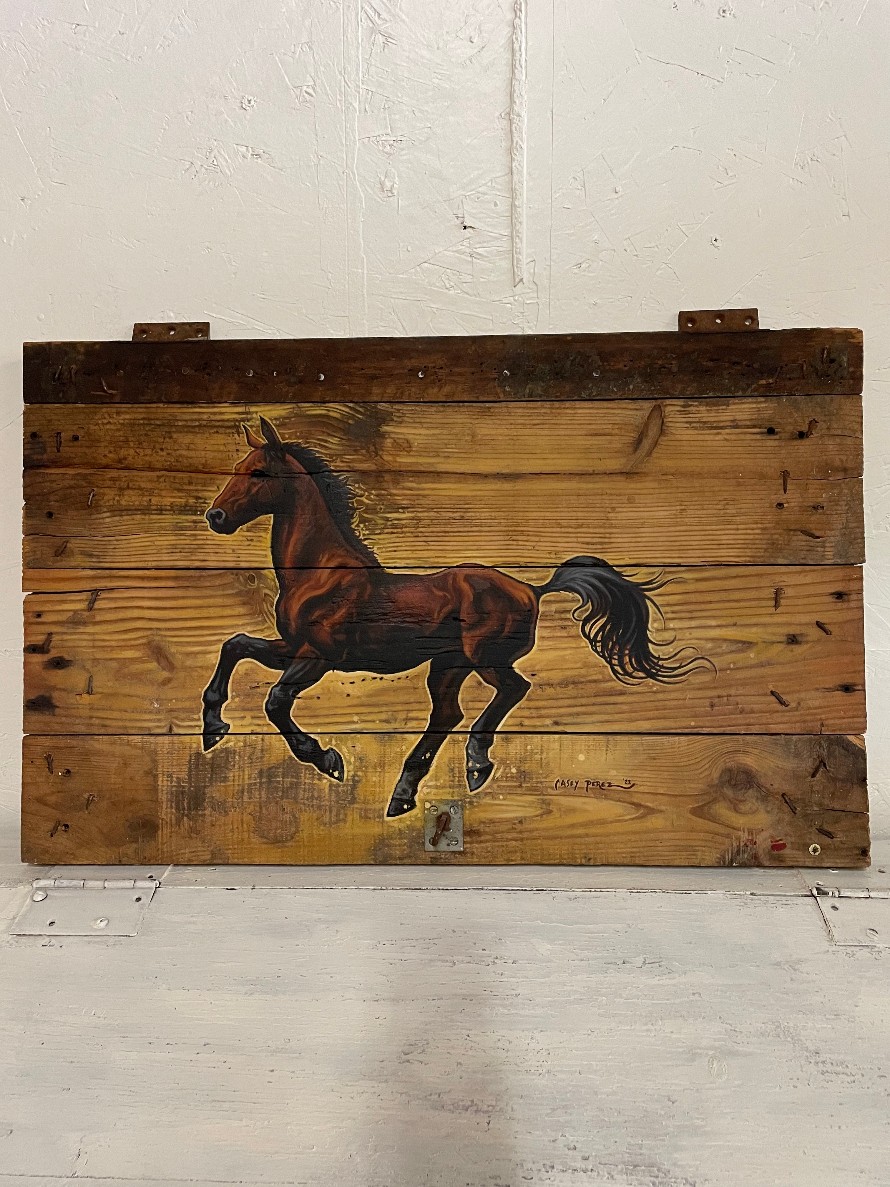 Painting - Horse on Barn Door