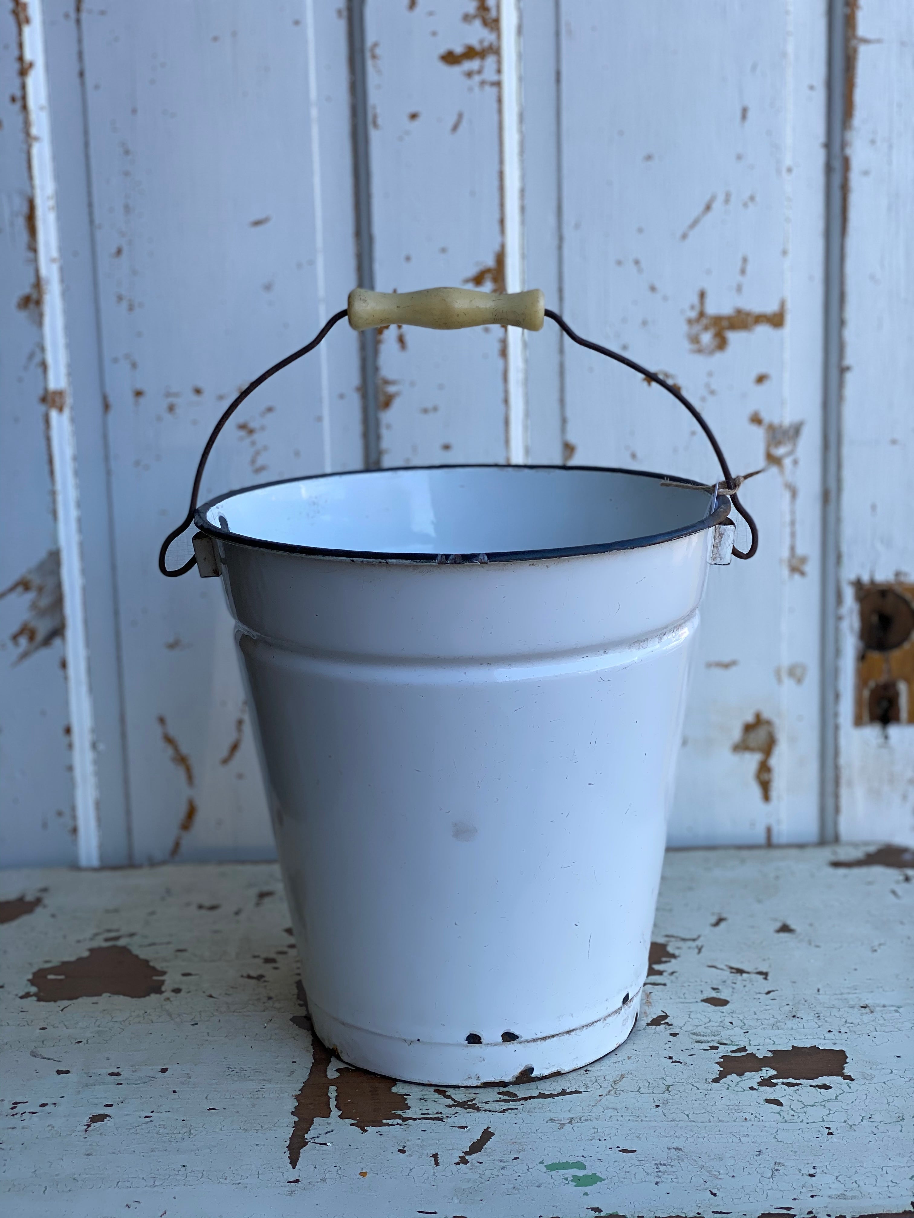 Enamel Bucket - White - Medium